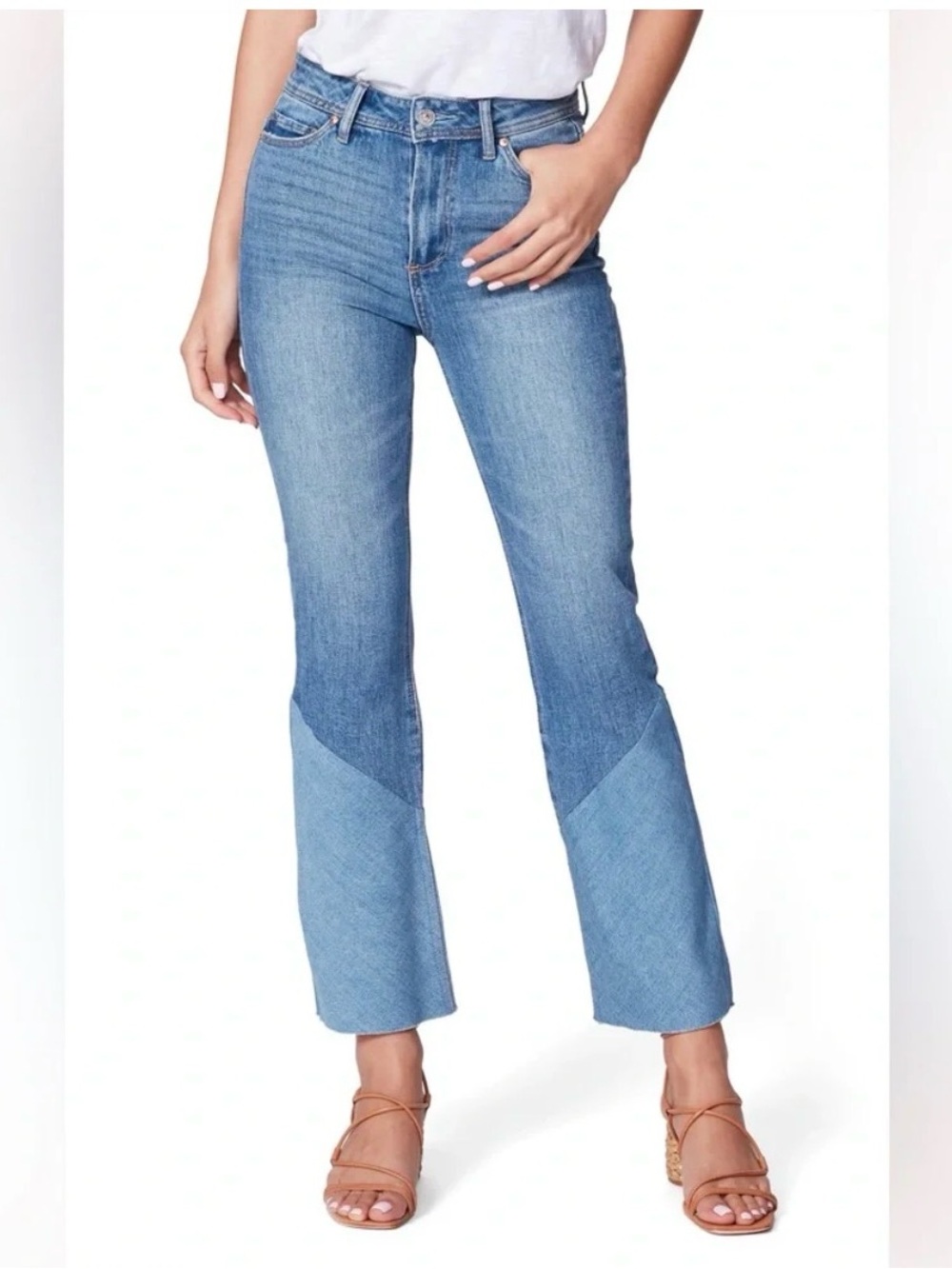 Paige Colette Crop Flare jeans twisted panel size 28